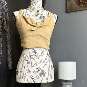 Women’s Tie-Front Crop Tank Top in Mustard